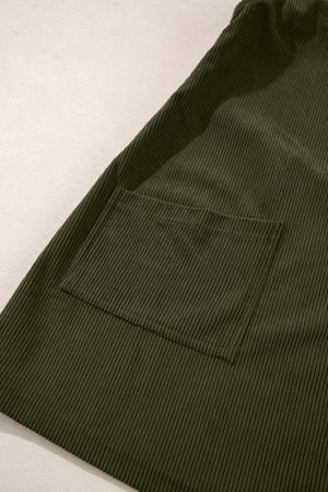 Vineyard Green Solid Front Pockets Sleeveless Corduroy Overall Dress - Image 9