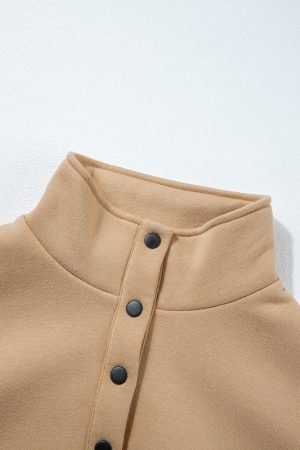 Parchment Solid Half Button Sweatshirt and High Waist Sweatpants Set - Image 10