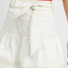 White Contrast Stitching Trim Knotted High Waist A-Line Mini Skirt