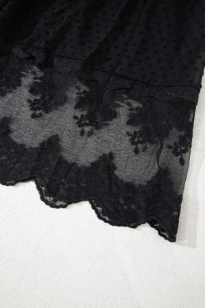 Black Dotty Lace Mesh Flowy Maxi Dress - Image 8