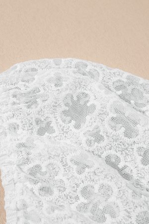 White Floral Lace Puff Sleeve Empire Waist Mini Dress - Image 8