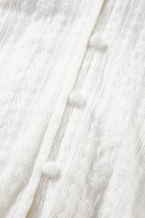 White Lace Spaghetti Strap V Neck Loose Fit Romper - Image 6