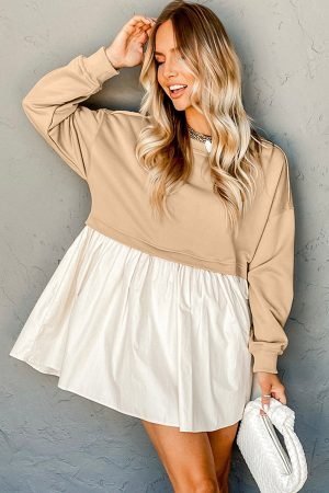 Alternative view of Pale Khaki Sweatshirt Poplin Mini Dress