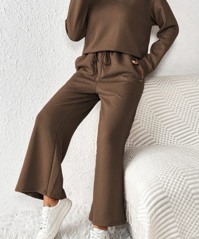 Dark Brown Ultra Loose Textured 2pcs Slouchy Outfit
