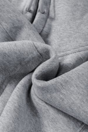 Gray Solid Drop Shoulder Hoodie and Joggers Activewear Set - Image 10