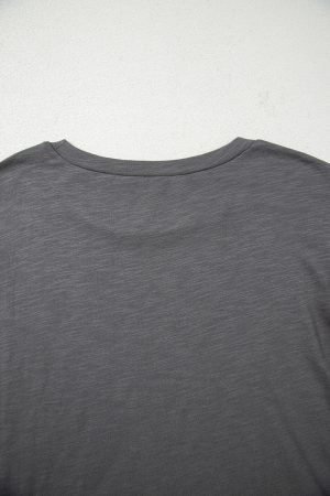 Dark Grey Double Ruffled Short Sleeve Plus Size Top - Image 6