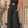 Black Peekaboo Wide Leg Square Neck Sleeveless Jumpsuit