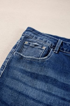Dirty blue Plus Size High Waist Side Slits Flare Jeans - Image 8