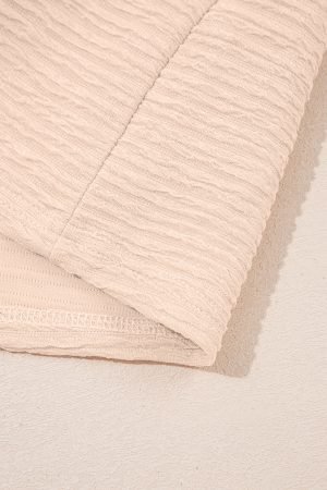 Apricot Textured V Neck T Shirt and Shorts Set - Image 7
