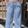 Beau Blue Casual Wide Slit Leg High Waist Loose Plus Size Jeans