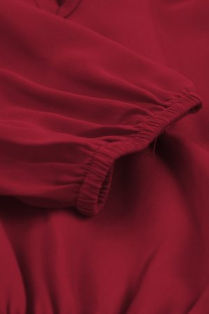 V Neck Long Sleeve Ruffle Tiered Mini Dress - Image 9