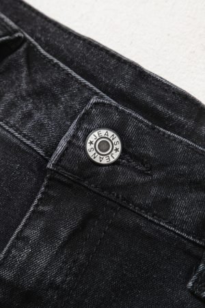 Black Wide Leg Pocketed High Waist Jeans - Image 6