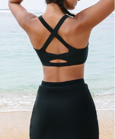 Black Crossover Bikini Tank and Skort Swimwear