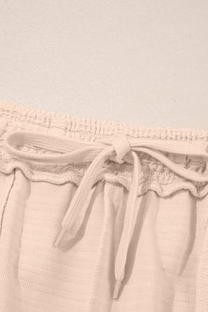 Apricot Textured V Neck T Shirt and Shorts Set - Image 6