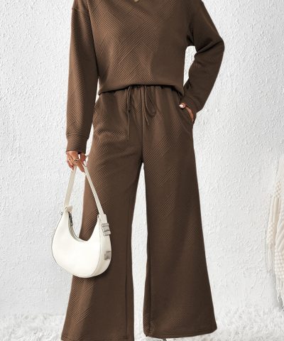 Dark Brown Ultra Loose Textured 2pcs Slouchy Outfit