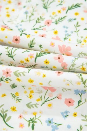 White Floral Print Contrast Pipping Short Pajamas Set - Image 8