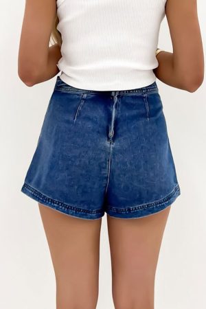 Ashleigh Blue Faux Wrapped Mini Denim Skort - Image 2