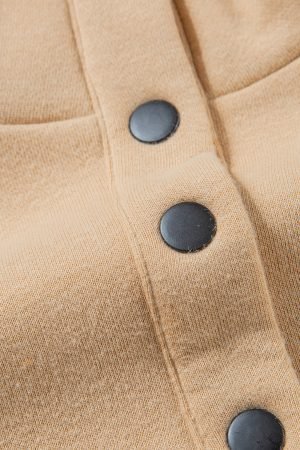 Parchment Solid Half Button Sweatshirt and High Waist Sweatpants Set - Image 9