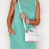 Sea Green Mineral Wash Tank Mini Dress with Pockets