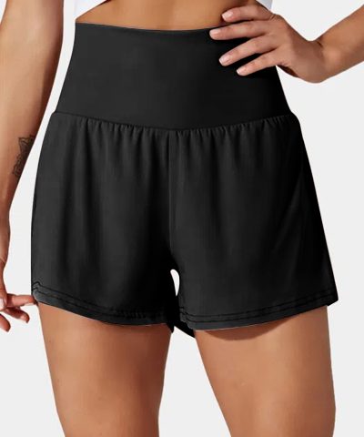 Black Pocketed Wide Waistband Swim Shorts