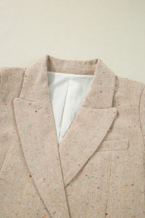 Oatmeal Single Breasted Elegant Suit Jacket - Image 8