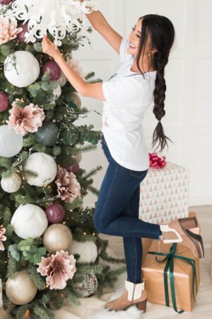 White Christmas Tree Graphic Tee - Image 4