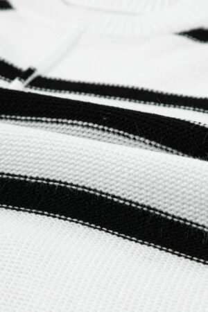 White Striped Batwing Sleeve Sweater Tee - Image 7
