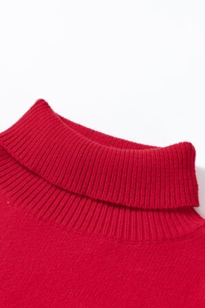 Racing Red Merry Graphic Sequin Sleeve Turtleneck Sweater - Image 7
