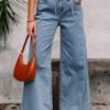 Dusk Blue Medium Wash Super Wide Leg Denim Pants