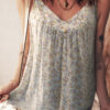 Apricot Boho Floral Spaghetti Straps Tank Top
