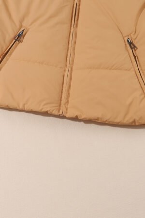 Brown Zip Up Pocketed Puffer Jacket - Image 5