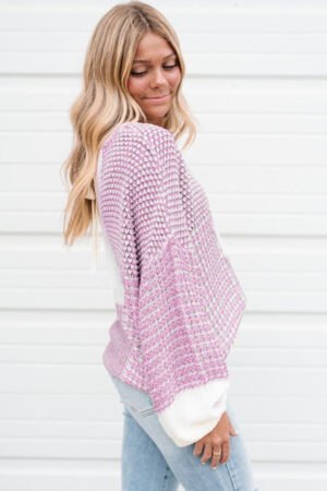 Bonbon Neutral Colorblock Tie Back Sweater - Image 3
