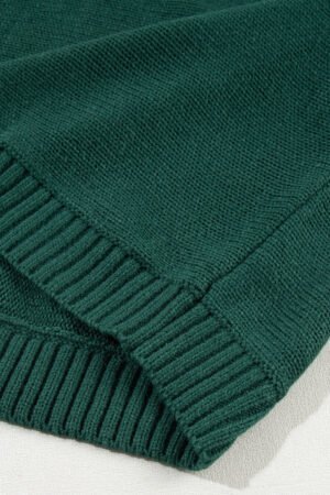 Blackish Green Merry Letter Embroidered High Neck Sweater - Image 8