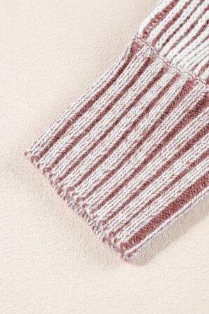 Red Dahlia Striped Print Ribbed Knit Boat Neck Baggy Sweater - Image 7