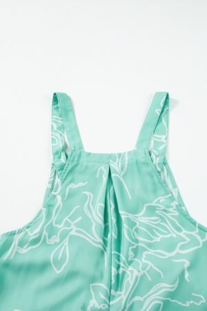 Moonlight Jade Printed Bib Wide Leg Overall - Image 8
