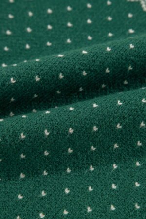 Green Christmas Snowflake Dotted Print Round Neck Sweater - Image 7