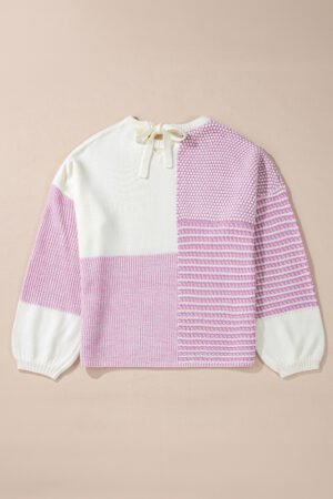 Bonbon Neutral Colorblock Tie Back Sweater - Image 5