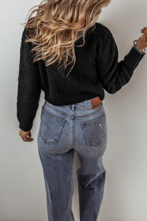 Black Shimmer Flap Pocket Button up Cardigan - Image 3