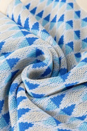Sky Blue Stripe Geometric Print Round Neck Slim Fit Sweater Vest - Image 8