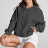 Gray Cable Textured Baggy Solid Hoodie