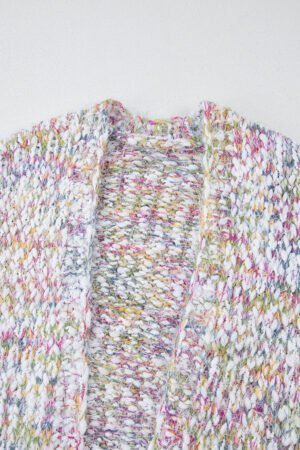 Yellow Multicolor Confetti Open Front Knit Cardigan - Image 8