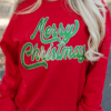 Red Merry Christmas Crewneck Drop Shoulder Loose Sweatshirt