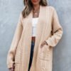 Parchment Oversize Chunky Cable Knit Open Front Midi-length Cardigan