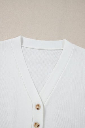 White V Neck Buttoned Sweater Vest - Image 7