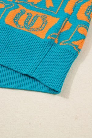Light Blue Bows & Horseshoes Pattern Western Fashion Print Sweater - Image 7