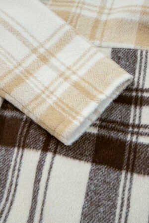 Multicolour Plaid Patchwork Side Pockets Buttoned Shacket - Image 10