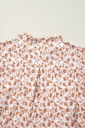 Yellow Printed Lace Detail Floral Puff Sleeve Fall Shirt - Image 6