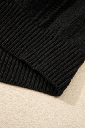 Black Open Knit Drop Shoulder Sweater Cardigan - Image 7