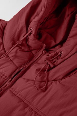 Clay Zip-up Side Pockets Hooded Puffer Vest - Image 8