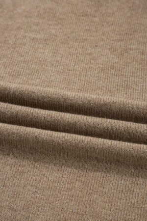 Camel Buttoned Bishop Sleeve Crew Neck Sweater - Image 6